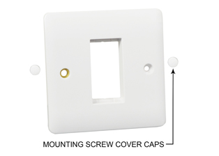 WALL PLATE / MOUNTING FRAME, ONE GANG, 86mmX86mm SIZE, ACCEPTS (1) 22.5mmX45mm INTERNATIONAL MODULAR POWER OUTLET, CIRCUIT BREAKER, SWITCH. WHITE. 

<br><font color="yellow">Notes:</font>

<br><font color="yellow">*</font> Mounts on European # 72350X35D type flush boxes, # 72360 type surface boxes, # 74790, 74790-A weatherproof covers, # 74790X45 IP66 weatherproof enclosure or Panel mount.  
<br><font color="yellow">*</font> 60mm-60mm mounting centers, M3.5 mounting screws included, Torque = 0.5Nm.

<BR><font color="yellow">*</font> View Modular European, British, International Outlets / Switches. <a href="https://www.internationalconfig.com/modular_electrical_devices.asp" style="text-decoration: none">[ Entire Modular Device Series ]</a>

<br><font color="yellow">*</font> IP2X, IK01 Rated, Material = Thermoset / PC, Storage temp. = -5�C to +40�C.
 
 <br><font color="yellow">*</font> Mating modular outlets, switches, circuit breakers listed below. Scroll down to view. Call for application assistance.
 
 




 