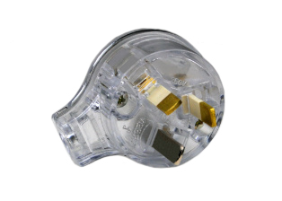AUSTRALIA / NEW ZEALAND 10 AMPERE-250 VOLT TYPE I TRANSPARENT ANGLE POWER PLUG (AS/NZS 3112) (AU1-10P), 2 POLE-3 WIRE GROUNDING. CLEAR.

<br><font color="yellow">Notes: </font> 
<br><font color="yellow">*</font> Applications = medical equipment & general use.
<br><font color="yellow">*</font> Plug connects with 10 Ampere, 15 Ampere, 20 Ampere Australian, New Zealand outlets, receptacles, connectors.