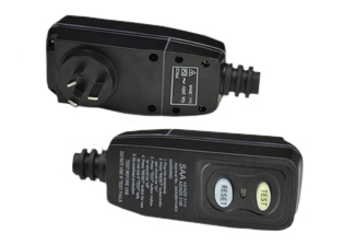 AUSTRALIA / NEW ZEALAND 10 AMPERE-240 VOLT (GFCI / RCD) ANGLE PLUG (AU1-10P), 30mA TRIP, TEST / RESET BUTTONS, 2 POLE-3 WIRE GROUNDING (2P+E). ACCEPTS 0.250-0.375" DIA. CORD. BLACK. 

<br><font color="yellow">Notes: </font> 
<br><font color="yellow">*</font> Plug connects with 10 Ampere, 15 Ampere, 20 Ampere Australian, New Zealand outlets, receptacles, connectors.
<br><font color="yellow">*</font> Operating temp. = -25�C to +40�C.
<br><font color="yellow">*</font> Manual reset required after power failure.
<br><font color="yellow">*</font> GFCI (RCD) outlets, sockets, receptacles, In-Line connectors, listed below in related products. Scroll down to view.
 