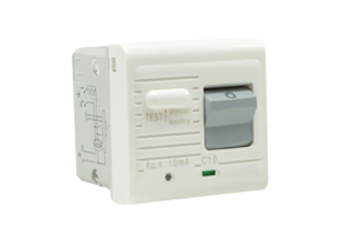 EUROPEAN GFCI / RCBO CIRCUIT BREAKER, (RCD / GFCI WITH OVER CURRENT PROTECTION), 10 AMPERE-230 VOLT, SINGLE POLE + NEUTRAL, 50/60 HZ, 10mA TRIP, 45mmX45mm MODULAR SIZE, TEST/BUTTON, INDICATOR LIGHT, WALL BOX, PANEL, DIN RAIL MOUNT. WHITE.

<br><font color="yellow">Notes: </font> 
<br><font color="yellow">*</font> RCBO circuit breakers provide ground fault protection with over current circuit protection.
<br><font color="yellow">*</font> Mounts on American 2X4 wall boxes, requires frame # 79120X45-N & # 79130X45-N wall plate (White, Black, ALU, SS). 
<br> <font color="yellow">*</font> Mounts on American 4X4 wall boxes, requires frame # 79210X45-N & # 79220X45-N wall plate (White, SS).<br><font color="yellow">*</font> Mounts on European wall boxes (60mm on center), requires frame # 79250X45-N & wall plate # 79265X45-N.
<br><font color="yellow">*</font> Surface mount insulated wall boxes # 680602X45 series. Surface mount Metal wall boxes # 79235X45 series.
<br><font color="yellow">*</font> Surface mount weatherproof, IP66 rated. Requires frame # 730092X45 & # 74790X45 wall box.
<br><font color="yellow">*</font> Panel mount frames # 79100X45, # 79100X45-ALU. DIN rail mount Frame # 79595X45. <a href="https://www.internationalconfig.com/catalog_pages/pg94.pdf" style="text-decoration: none" target="_blank"> Panel Mount Instruction Guide</a>
<br><font color="yellow">*</font> Complete range of modular devices and mounting component options. <a href="https://www.internationalconfig.com/modular_electrical_devices.asp" style="text-decoration: none">Modular Devices Link</a>
 <br><font color="yellow">*</font> Wall plates, boxes, outlets, switches, modular GFCI/RCD and circuit breakers are listed below. Scroll down to view.
