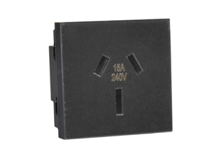 AUSTRALIA, NEW ZEALAND 15 AMPERE-240 VOLT AS/NZS 3112, AS/NZS 4417, (AU2-15R) MODULAR TYPE PANEL/WALL BOX MOUNT TYPE I OUTLET, 45mmx45mm SIZE, SHUTTERED CONTACTS, 2 POLE-3 WIRE GROUNDING (2P+E). BLACK.      

<br><font color="yellow">Notes: </font>   
<br><font color="yellow">*</font> Outlet accepts 10 Amp and 15 Amp Australian / New Zealand plugs.  
<br><font color="yellow">*</font> Mounts on American 2X4 wall boxes, requires frame 79120X45-N & wall plate 79130X45-BLK (WPs offered SS, Alum, & White).
<br><font color="yellow">*</font> Mounts on American 4X4 wall boxes, requires frame 79210X45-N & wall plate 79220X45-BLK (WPs offered SS & White).
<br><font color="yellow">*</font><font color="yellow">*</font> Wall plates 79130X45-BLK, 79220X45-BLK are Magnesium color and receptacle 74505X45-BLK-NS is a true all Black color.
<br><font color="yellow">*</font> Mounts on European wall boxes (60mm on center), requires frame # 79250X45-N & wall plate # 79265X45-N.  
<br><font color="yellow">*</font> Surface mount insulated wall boxes # 680602X45 series. Surface mount Metal wall boxes # 79235X45 series.  
<br><font color="yellow">*</font> Surface mount weatherproof, IP66 rated. Requires frame # 730092X45 & # 74790X45 wall box.  
<br><font color="yellow">*</font> Panel mount frames # 79100X45, # 79100X45-ALU. DIN rail mount Frame # 79595X45. <a href="https://www.internationalconfig.com/catalog_pages/pg94.pdf" style="text-decoration: none" target="_blank"> Panel Mount Instruction Guide</a>  
<br><font color="yellow">*</font> Complete range of modular devices and mounting component options. <a href="https://www.internationalconfig.com/modular_electrical_devices.asp" style="text-decoration: none">Modular Devices Link</a>   
<br><font color="yellow">*</font> Wall plates, boxes, outlets, switches, modular GFCI/RCD and circuit breakers are listed below. Scroll down to view.    