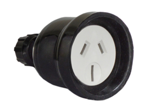 AUSTRALIA / NEW ZEALAND 15/10 AMPERE-250 VOLT IN-LINE POWER CONNECTOR (AU1-10R, AU2-15R) (AS/NZS 4417 (RCM), AS/NZS 3112), 2 POLE-3 WIRE GROUNDING (2P+E). BLACK.

<br><font color="yellow">Notes: </font> 
<br><font color="yellow">*</font> Connector accepts 15 Ampere, 10 Ampere Australian / New Zealand plugs.
<br><font color="yellow">*</font> Compression type strain relief. Terminal screw torque = 0.6Nm.
<br><font color="yellow">*</font> Related plugs, outlets, GFCI sockets, power cords, power strips, adapters listed below. Scroll down to view.