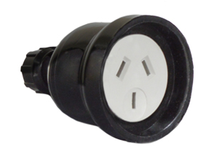 AUSTRALIA / NEW ZEALAND 10 AMPERE-250 VOLT IN-LINE POWER CONNECTOR (AU1-10R) (AS/NZS 4417 (RCM), AS/NZS 3112), 2 POLE-3 WIRE GROUNDING (2P+E). BLACK. 

<br><font color="yellow">Notes: </font> 
<br><font color="yellow">*</font> Connector accepts 10 Ampere Australian / New Zealand plugs.
<br><font color="yellow">*</font> Compression type strain relief. Terminal screw torque = 0.6Nm.
<br><font color="yellow">*</font> Related plugs, outlets, GFCI sockets, power cords, power strips, adapters listed below. Scroll down to view.
