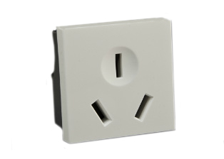 CHINA 16 AMPERE-250 VOLT, GB 1002, GB 2099 (CH2-16R) MODULAR OUTLET, TYPE I, 45mmx45mm SIZE, SNAP-IN MOUNTING, SHUTTERED CONTACTS, 2 POLE-3 WIRE GROUNDING (2P+E). WHITE. 

<br><font color="yellow">Notes: </font> 
<br><font color="yellow">*</font> Outlet accepts only 16 Ampere (CH2-16P) type plugs.
<br><font color="yellow">*</font> # 74600X45 cannot be used with # 79100X45, 69580X45, 69582X45, 79575X45, 79595X45 mounting frames.
<br><font color="yellow">*</font> Mounts on American 2X4 wall boxes, requires frame # 79120X45-N & # 79130X45-N wall plate (White, Black, ALU, SS). 
<br> <font color="yellow">*</font> Mounts on American 4X4 wall boxes, requires frame # 79210X45-N & # 79220X45-N wall plate (White, SS).<br><font color="yellow">*</font> Mounts on European wall boxes (60mm on center), requires frame # 79250X45-N & wall plate # 79265X45-N.
<br><font color="yellow">*</font> Surface mount insulated wall boxes # 680602X45 series. Surface mount Metal wall boxes # 79235X45 series.
<br><font color="yellow">*</font> Surface mount weatherproof, IP66 rated. Requires frame # 730092X45 & # 74790X45 wall box.
<br><font color="yellow">*</font> Complete range of modular devices and mounting component options. <a href="https://www.internationalconfig.com/modular_electrical_devices.asp" style="text-decoration: none">Modular Devices Link</a>
 <br><font color="yellow">*</font> Wall plates, boxes, outlets, switches, modular GFCI/RCD and circuit breakers are listed below. Scroll down to view.
