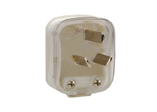 CHINA 10 AMPERE-250 VOLT ANGLE PLUG, TYPE I, (CH1-10P), 2 POLE-3 WIRE GROUNDING (2P+E). WHITE. 

<br><font color="yellow">Notes: </font> 
<br><font color="yellow">*</font> Plug connects with China CH1-10R (10A-250V) outlets only.
 