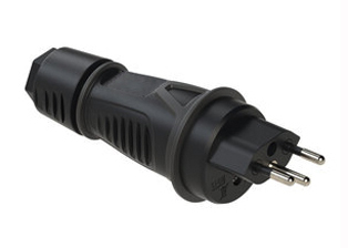 SWISS PLUG, 10 AMPERE-250 VOLT, SN 441011 TYP 13, IP55, (SW1-10P) TYPE J PLUG, INSULATED PINS, REWIREABLE PLUG, 2 POLE-3 WIRE GROUNDING (2P+E), CORD DIA. ACCEPTED 6.4mm-14.5mm, PA6, TPE, THERMOPLASTIC (HIGH IMPACT RESISTANT). BLACK. 

<br><font color="yellow">Notes: </font> 
<br><font color="yellow">*</font> Use 76140-SP with receptacle 76120-NS to maintain IP55 rating while in use.
<br><font color="yellow">*</font> Plug accepts 1mm to 2.5mm gauge wire sizes.
<br><font color="yellow">*</font> Nickel plated screw terminals. Terminal screw torque = 80 Ncm, Housing screw torque = 80 Ncm, Strain relief torque = 500 Ncm.
<br><font color="yellow">*</font> Operating temp. = -25C to +40C. <br><font color="yellow">*</font> Materials = PA6, TPE, THERMOPLASTIC.
<br><font color="yellow">*</font> Scroll down to view additional related products.


