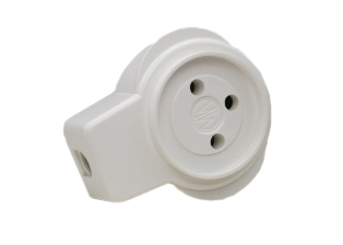 ISRAELI IN-LINE 16 AMPERE-250 VOLT CONNECTOR, TYPE H  SI 32 (IS1-16R), ANGLE CORD GRIP, 2 POLE-3 WIRE GROUNDING. WHITE.