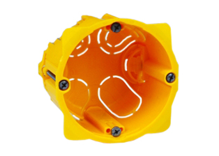 EUROPEAN INTERNATIONAL WALL BOX, FLUSH MOUNT, ONE GANG, IP20 RATED <font color="yellow">(50mm DEEP)</font>, 60mm (60.3mm) MOUNTING CENTERS.
<br><font color="yellow">Notes:</font> 
<font color="yellow">*</font> Requires 67mm diameter cutout. Mounts European, British, American, outlets on sheet rock, wall board or 1/4 in. paneling.
<br><font color="yellow">*</font> Wall Box accepts Modular 45mmX45mm, 22.5mmX45mm Sockets, Outlets, Switches, Frames, Wall Plates.
<br><font color="yellow">*</font> Wall box also accepts # 70114, 71114, 71114-NS, 72215, 72225, 72235, 73110, 73310, 74615, 74715, 77110, outlets & switches.
<br><font color="yellow">*</font>  Verify mating product(s) depth dimension for compatibility with # 77190 wall box.
<br><font color="yellow">*</font> Surface mount modular device wall boxes available, view part # 79235X45, # 79230X45 series.
<br><font color="yellow">*</font>  Flush mount steel wall boxes available, view part # 72350X47D series.
<br><font color="yellow">*</font> Not for use with # 730091X45, # 730092X45 wall box frames.
<br><font color="yellow">*</font> British, United Kingdom plugs, power cords, outlets, listed below in related products. Scroll down to view.


 

 