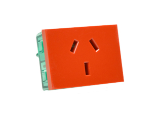 ARGENTINA 10A-250V MODULAR OUTLET, TYPE I (AR1-10R), 37mmX50mm SIZE, WALL BOX, PANEL, DIN RAIL MOUNT, 2 POLE-3 WIRE GROUNDING (2P+E). RED.  Terminal screws torque = 0.8Nm 

<br><font color="yellow">Notes: </font> 

<br><font color="yellow">*</font> Outlet mounts on American 2x4 wall boxes. Requires frame # 84202-F & wall plate # 84702 (White).  Options: Dark Gray, Chrome.

<br><font color="yellow">*</font> Weatherproof Cover # 84202-WP, IP 55 rated, Mounts on American 2X4 Wall box or Panel Mount.   
  
<br><font color="yellow">*</font> Outlet mounts on American 4x4 wall boxes. Requires frame # 84203-F & wall plate # 84705 (White).  Options: Dark Gray, Chrome. 
 
<br><font color="yellow">*</font> Outlet Panel Mounts. Requires frame # 84455 (White) Option: Dark Gray. DIN Rail mount. Requires frame # 84449. White. 

<br><font color="yellow">*</font> Surface mount wall boxes, View # 84443 series. Surface mount weatherproof box , IP 55 rated # 84446. White.

 <br><font color="yellow">*</font> Scroll down in related products to view South America, Argentina, Brazil, Chile, Peru plugs, outlets, GFCI/RCD sockets, power cords, power strips, plug adapters for all South America countries.
