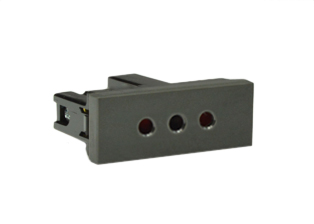 ITALY, CHILE, SOUTH AMERICA 10A-250V MODULAR CEI 23-16/VII OUTLET, TYPE L (IT1-10R), SHUTTERED CONTACTS, 18.5mmX50mm MODULAR SIZE, 2 POLE-3 WIRE GROUNDING (2P+E), WALL BOX, PANEL, DIN RAIL MOUNT. DARK GRAY. Terminal screws torque = 0.5Nm.

<br><font color="yellow">Notes: </font> 

<br><font color="yellow">*</font> Outlet mounts on American 2x4 wall boxes. Requires frame # 84202-F & wall plate # 84703 (White).  Options: Dark Gray, Chrome.

<br><font color="yellow">*</font> Weatherproof Cover # 84202-WP, IP 55 rated, Mounts on American 2X4 Wall box or Panel Mount.   
  
<br><font color="yellow">*</font> Outlet mounts on American 4x4 wall boxes. Requires frame # 84203-F & wall plate # 84705 (White).  Options: Dark Gray, Chrome. 
 
<br><font color="yellow">*</font> Outlet Panel Mounts. Requires frame # 84455 (White) Option: Dark Gray. DIN Rail mount. Requires frame # 84449. White. 

<br><font color="yellow">*</font> Surface mount wall boxes, View # 84442 series. Surface mount weatherproof box , IP 55 rated # 84446. White.

 <br><font color="yellow">*</font> Scroll down to view related plugs, outlets, GFCI/RCD sockets, power cords, power strips, plug adapters.  
 