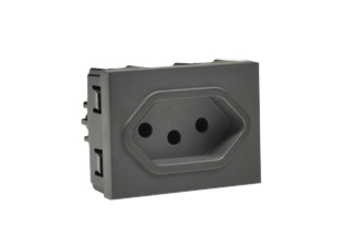 BRAZIL 10A-250V NBR 14136 OUTLET TYPE N (BR2-10R), 37mmX50mm MODULAR SIZE, 2 POLE-3 WIRE GROUNDING (2P+E). DARK GRAY, WALL BOX, PANEL, DIN RAIL MOUNT. Terminal screw torque: 0.5Nm.

<br><font color="yellow">Notes: </font> 

<br><font color="yellow">*</font> Outlet mounts on American 2x4 wall boxes. Requires frame # 84202-F & wall plate # 84702 (White).  Options: Dark Gray, Chrome.

<br><font color="yellow">*</font> Weatherproof Cover # 84202-WP, IP 55 rated, Mounts on American 2X4 Wall box or Panel Mount.   
  
<br><font color="yellow">*</font> Outlet mounts on American 4x4 wall boxes. Requires frame # 84203-F & wall plate # 84705 (White).  Options: Dark Gray, Chrome. 
 
<br><font color="yellow">*</font> Outlet Panel Mounts. Requires frame # 84455 (White) Option: Dark Gray. DIN Rail mount. Requires frame # 84449. White. 

<br><font color="yellow">*</font> Surface mount wall boxes, View # 84443 series. Surface mount weatherproof box , IP 55 rated # 84446. White.

<br><font color="yellow">*</font> Scroll down to view South America, Argentina, Brazil, Chile, Peru plugs, outlets, power cords, power strips, plug adapters.
 
 
 