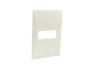 WALL PLATE, ONE GANG, ACCEPTS 18.5mmX50mm SIZE MODULAR DEVICES DEVICES. WHITE. 

<br><font color="yellow">Notes: </font>

<br><font color="yellow">*</font> Mounts on American 2X4 Wall boxes. Requires # 84202-F mounting frame.

<br><font color="yellow">*</font> Mounts on International wall boxes with 3 9/32" (83mm) centers. Requires # 84202-F mounting frame.
 
<br><font color="yellow">*</font> Wall Plate Color Options: White, Dark Gray, Chrome. 

<br><font color="yellow">*</font> Argentina, Brazil, Chile, Italy, European, NEMA Outlets, switches, wall boxes listed below. Scroll down to view.

