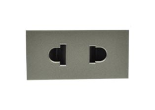 SOUTH AMERICA, AMERICA, EUROPEAN, THAILAND, ASIA, INTERNATIONAL 16 AMPERE-250 VOLT, 15 AMPERE-127 VOLT, TYPE A (NEMA), TYPE C (CEE 7/16) MULTI-CONFIGURATION OUTLET, 22.5mmX45mm MODULAR SIZE, SHUTTERED CONTACTS, 2 POLE-2 WIRE (2P). BLACK (MAGNESIUM COLOR).

<br><font color="yellow">Notes: </font> 
<br><font color="yellow">*</font> Accepts polarized and non-polarized NEMA 1-15P type A plugs and European CEE 7/16 (2P) plugs with 0.40mm / 0.48mm diameter pins.
<br><font color="yellow">*</font> Mounts on American 2X4 wall boxes, requires frame # 79170X45-N & # 79140X45-N wall plate (White, SS). 
<br> <font color="yellow">*</font> Mounts on American 4X4 wall boxes, requires frame # 79210X45-N & # 79215X45-N wall plate (White) & blank 79590X45.
<br><font color="yellow">*</font> Mounts on European wall boxes (60mm on center), requires frame # 79250X45-N & wall plate # 79266X45-N.
<br><font color="yellow">*</font> Surface mount insulated wall boxes # 680601X45 series. Surface mount Metal wall boxes # 79240X45 series.
<br><font color="yellow">*</font> Surface mount weatherproof, IP66 rated. Requires frame # 730091X45 & # 74790X45 wall box.
<br><font color="yellow">*</font> Panel mount frames # 79110X45, # 79110X45-ALU. <a href="https://www.internationalconfig.com/catalog_pages/pg94.pdf" style="text-decoration: none" target="_blank"> Panel Mount Instruction Guide</a>
<br><font color="yellow">*</font> Complete range of modular devices and mounting component options. <a href="https://www.internationalconfig.com/modular_electrical_devices.asp" style="text-decoration: none">Modular Devices Link</a>
 <br><font color="yellow">*</font> Wall plates, boxes, outlets, switches, modular GFCI/RCD and circuit breakers are listed below. Scroll down to view.
 