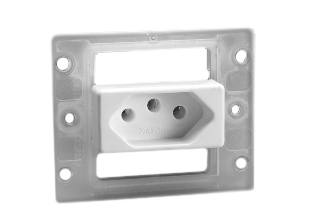 BRAZIL PANEL MOUNT NBR 14136 TYPE N (BR2-10R) POWER OUTLET, 10 AMPERE-250 VOLT, 2 POLE-3 WIRE GROUNDING (2P+E). WHITE.

<br><font color="yellow">Notes: </font> 
<br><font color="yellow">*</font> Terminals screw torques = 0.6Nm.

