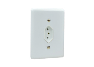 BRAZIL 10 AMPERE - 250 VOLT POWER OUTLET, NBR 14136 (BR2-10R) TYPE N, 2 POLE-3 WIRE GROUNDING (2P+E). WHITE. 

<br><font color="yellow">Notes: </font> 
<br><font color="yellow">*</font> Mounts on American 2x4 wall boxes or panel mount.
<br><font color="yellow">*</font> Terminal screw torque = 0.6Nm.


