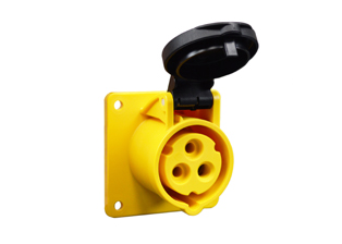 IEC 60309 (4h) PIN & SLEEVE PANEL MOUNT RECEPTACLE OUTLET, 20 AMPERE-120 VOLT, SPLASHPROOF (IP44), 2 POLE-3 WIRE GROUNDING (2P+E), CEE 17, IEC 309, NYLON (POLYAMIDE BODY), OPERATING TEMP. = -25C TO +80C. 60mmX60mm C TO C MOUNTING. YELLOW.

<br><font color="yellow">Notes: </font> 
<br><font color="yellow">*</font> 888-13000-NS has internal wiring polarity orientation designed for use in North America and therefore is C(UL)US approved. If point of use for this product is outside North America use our 999 series pin and sleeve devices which meet approvals and polarity requirements for European countries. <a href="https://internationalconfig.com/icc6.asp?item=999-13000-NS" style="text-decoration: none">999 Series Link</a>
<br><font color="yellow">*</font>  Scroll down to view additional yellow IEC 60309 (4h) devices listed below in the related products or download the IEC 60309 Pin & Sleeve Brochure to view pin and sleeve devices.


