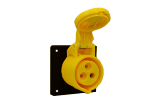 IEC 60309 (4h) PIN & SLEEVE PANEL MOUNT RECEPTACLE OUTLET, 30 AMPERE-120 VOLT, SPLASHPROOF (IP44), 2 POLE-3 WIRE GROUNDING (2P+E), CEE 17, IEC 309, NYLON (POLYAMIDE BODY), OPERATING TEMP. = -25C TO +80C, 60mmX60mm C TO C MOUNTING. YELLOW.

<br><font color="yellow">Notes: </font> 
<br><font color="yellow">*</font> 888-13006-NS has internal wiring polarity orientation designed for use in North America and therefore is C(UL)US approved. If point of use for this product is outside North America use our 999 series pin and sleeve devices which meet approvals and polarity requirements for European countries. <a href="https://internationalconfig.com/icc6.asp?item=999-13006-NS" style="text-decoration: none">999 Series Link</a>
<br><font color="yellow">*</font> Scroll down to view additional yellow IEC 60309 (4h) devices listed below in the related products or download the IEC 60309 Pin & Sleeve Brochure to view pin and sleeve devices.
