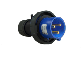 IEC 60309 (6h) 30 AMPERE-250 VOLT (C(UL)US), 32 AMPERE-220 VOLT (OVE), WATERTIGHT (IP67) PIN & SLEEVE POWER PLUG, "UNIVERSAL APPROVALS", 2 POLE-3 WIRE GROUNDING (2P+E), COMPRESSION STRAIN RELIEF, NYLON (POLYAMIDE BODY), OPERATING TEMP. = -25�C TO +80�C, BLUE. APPROVALS: C(UL)US, OVE. CERTIFICATIONS: REACH, RoHS, CE.

