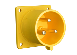 IEC 60309 (4h) PIN & SLEEVE PANEL MOUNT FLANGED INLET, 30 AMPERE-120 VOLT, SPLASHPROOF (IP44), 2 POLE-3 WIRE GROUNDING (2P+E), CEE 17, IEC 309, NYLON (POLYAMIDE BODY), OPERATING TEMP. = -25C TO +80C. 56mmX56mm C TO C MOUNTING. YELLOW. 

<br><font color="yellow">Notes: </font> 
<br><font color="yellow">*</font> 888-6234-NS has internal wiring polarity orientation designed for use in North America and therefore is C(UL)US approved. If point of use for this product is outside North America use our 999 series pin and sleeve devices which meet approvals and polarity requirements for European countries. <a href="https://internationalconfig.com/icc6.asp?item=999-6234-NS" style="text-decoration: none">999 Series Link</a>
<br><font color="yellow">*</font> Scroll down to view additional yellow IEC 60309 (4h) devices listed below in the related products or download the IEC 60309 Pin & Sleeve Brochure to view pin and sleeve devices.
