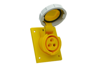 IEC 60309 (4h) PIN & SLEEVE PANEL MOUNT ANGLED RECEPTACLE OUTLET, 16 AMPERE 110-130 VOLT, 50/60 HZ, WATERTIGHT (IP67), 2 POLE-3 WIRE GROUNDING (2P+E), CEE 17, IEC 309, NYLON (POLYAMIDE BODY), OPERATING TEMP. = -25�C TO +80�C. 73mmX60mm C TO C MOUNTING. YELLOW. OVE APPROVED. 

<br><font color="yellow">Notes: </font> 
<br><font color="yellow">*</font> 999-1265-NS has internal wiring polarity orientation designed for use in countries outside of North America and therefore is only European approved. If point of use for this product is within North America use our 888 series pin and sleeve devices which meet approvals and polarity requirements for North America. <a href="https://internationalconfig.com/icc6.asp?item=888-1265-NS" style="text-decoration: none">888 Series Link</a>
<br><font color="yellow">*</font> Scroll down to view additional yellow IEC 60309 (4h) devices listed below in the related products or <BR>download the IEC 60309 Pin & Sleeve Brochure to view the entire range of pin and sleeve devices.