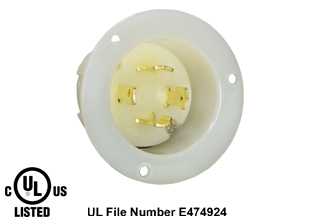 30 AMPERE-480 VOLT, 3 PHASE (X,Y,Z,+G) NEMA L16-30P LOCKING FLANGED PANEL MOUNT POWER INLET, 3 POLE-4 WIRE GROUNDING (3P+E), IMPACT RESISTANT NYLON BODY, SPECIFICATION GRADE. WHITE. 

<br><font color="yellow">Notes: </font>
<br><font color="yellow">*</font> Weatherproof / dust proof applications use #5202-WC cover or #79485 cover.
<br><font color="yellow">*</font> Terminals accept 14AWG-8AWG. Max torque = 12 in. lbs. Temp. range = -40C to +75C.
 <br><font color="yellow">**</font> NEMA Panel Mount Inlets with same mounting design listed below.
<BR>**NEMA L1420 Locking Inlet Part #L1420-FI, (20A-125/250V). Accepts L1420-C Connectors.
<BR>**NEMA L1430 Locking Inlet Part #L1430-FI, (30A-125/250V). Accepts L1430-C Connectors.
<BR>**NEMA L1520 Locking Inlet Part #L1520-FI, (20A-250V, 3 Phase). Accepts L1520-C Connectors.
<BR>**NEMA L1530 Locking Inlet Part #L1530-FI, (30A-250V, 3 Phase). Accepts L1530-C Connectors.
<BR>**NEMA L1620 Locking Inlet Part #L1620-FI, (20A-480V, 3 Phase). Accepts L1620-C Connectors.
<BR>**NEMA L1630 Locking Inlet Part #L1630-FI, (30A-480V, 3 Phase). Accepts L1630-C Connectors.

<br><font color="yellow">View:</font> Mating power connector # <a href="https://internationalconfig.com/icc6.asp?item=L1630-C" style="text-decoration: none">L1630-C</a>.

<br><font color="yellow">View:</font> High Power NEMA Locking 20A- 30A (4Pole / 5 Pole) Inlets & Outlets. <a href="https://www.internationalconfig.com/catalog_pages/flanged_inlets_flanged_outlets_guide.pdf" style="text-decoration: none">NEMA Flanged Outlets 
 & Inlets Guide</a> 
<br><font color="yellow">*</font> Plugs, power cords, outlets, connectors, inlets are listed below in related products. Scroll down to view.
