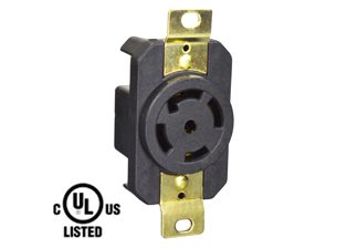 30 AMPERE-120/208 VOLT AC, 3 PHASE Y, (X, Y, Z, W, GR.), NEMA L21-30R LOCKING OUTLET, IMPACT RESISTANT, 4 POLE-5 WIRE GROUNDING (4P+E), BLACK. 

<br><font color="yellow">Notes: </font> 
<br><font color="yellow">*</font> Terminals accept 14AWG-8AWG. Max torque = 12 in. lbs.
<br><font color="yellow">*</font> Temp. range = -40�C to +75�C.