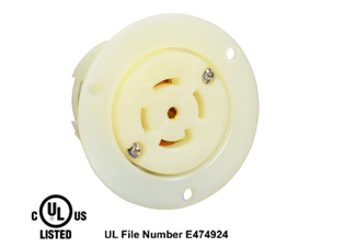 30 AMPERE-277/480 VOLT AC, 3 PHASE Y, (X, Y, Z, W, GR.), NEMA L22-30FO LOCKING FLANGED OUTLET, IMPACT RESISTANT NYLON BODY, SPECIFICATION GRADE, 4 POLE-5 WIRE GROUNDING (4P+E), WHITE. 

<br><font color="yellow">Notes: </font> 
<br><font color="yellow">*</font> Temp. range = -40C to +75C.
<br><font color="yellow">*</font> NEMA locking 15A, 20A, 30A (125V, 250V), IEC 60309 (20A, 30A, 60A, 125A) power outlets are listed below in related products. Scroll down to view.
