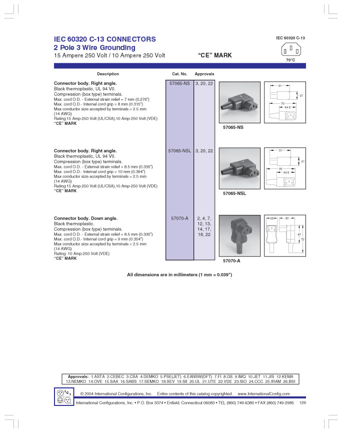 INTERNATIONAL CONFIGURATIONS,CORDSETS,CORD SET, DETACHABLE CORDSETS ...