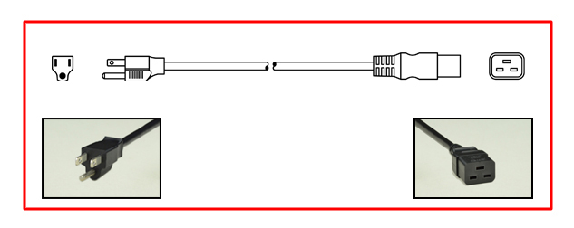 United States NEMA 5-15 plug to straight C-19 connector - United States Power Cord
