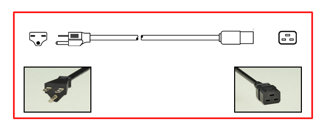 United States NEMA 6-15 plug to straight C-19 connector - United States Power Cord