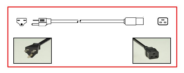 North America NEMA 6-15 plug to straight C-19 connector - North America Power Cord