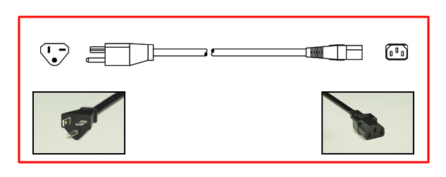 United States NEMA 5-20 plug to straight C-13 connector - United States Power Cord