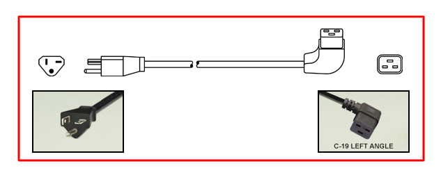 United States NEMA 5-20 plug to left-angle C-19 connector - United States Power Cord