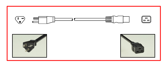 United States NEMA 5-20 plug to straight C-19 connector - United States Power Cord