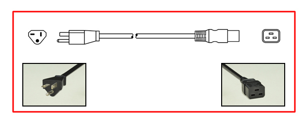 United States NEMA 6-20 plug to straight C-19 connector - United States Power Cord