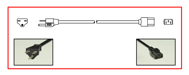 North America NEMA 6-15 plug to straight C-13 connector - North America Power Cord