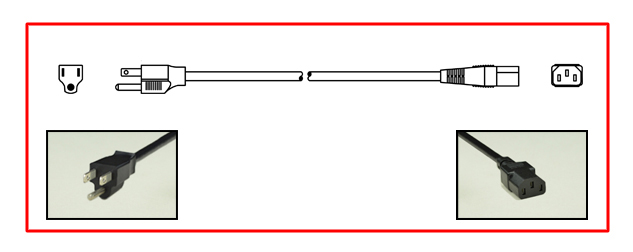 United States NEMA 5-15 plug to straight C-13 connector - United States Power Cord