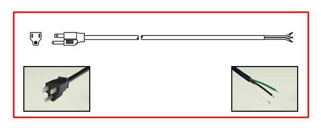 United States Power Cord - United States NEMA 5-15 plug to Unterminated End