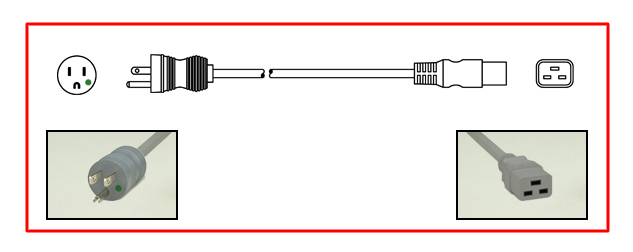 United States Hospital Grade NEMA 5-15 plug to straight C-19 connector - United States Hospital Grade Power Cord