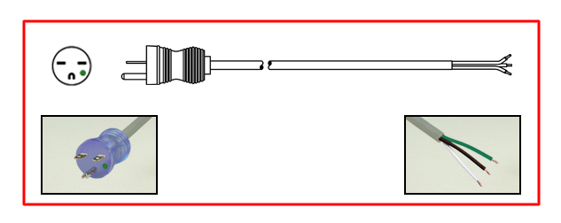 United States Hospital Grade Power Cord - United States Hospital Grade NEMA 6-15 plug to Unterminated End