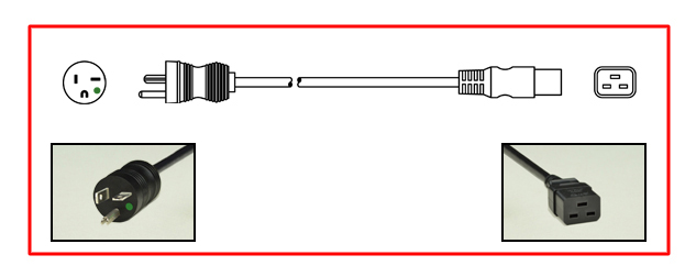 North America Hospital Grade NEMA 5-20 plug to straight C-20 connector - North America Hospital Grade Power Cord