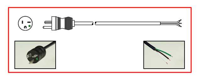 North America Hospital Grade Power Cord - North America Hospital Grade NEMA 5-20 plug to Unterminated End