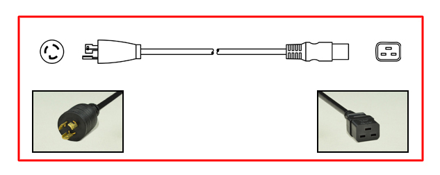 United States NEMA L5-15 Locking plug to straight C-19 connector - United States Power Cord