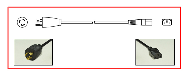 United States NEMA L5-15 Locking plug to straight C-13 connector - United States Power Cord