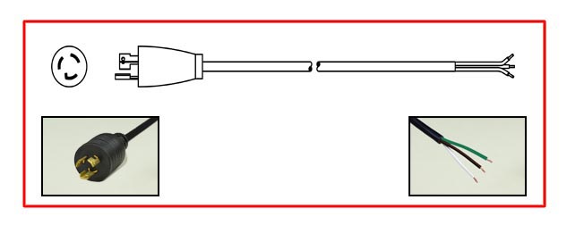 North America Locking Power Cords - North America NEMA L5-15 Locking plug to Unterminated End