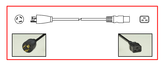 United States NEMA L6-15 Locking plug to straight C-19 connector - United States Power Cord