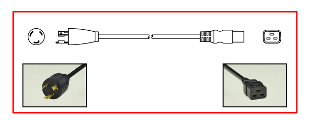 United States NEMA L5-20 Locking plug to straight C-19 connector - United States Power Cord