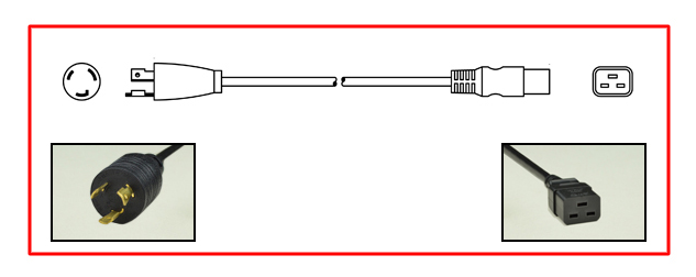 United States NEMA L6-20 Locking plug to straight C-19 connector - United States Power Cord
