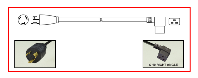 United States NEMA L6-20 Locking plug to right-angle C-19 connector - United States Power Cord