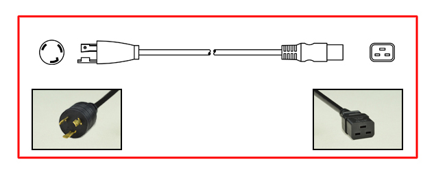 United States NEMA L6-30 Locking plug to straight C-19 connector - United States Power Cord